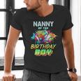 Nanny Of The Birthday Boy Baseball Football Colorful Men's V-Neck T-Shirt