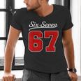 Number 67 Numbered Six Seven Baseball Jersey Style Team 67 Men's V-Neck T-Shirt Number 67 Numbered Six Seven Baseball Jersey Style Team 67 Men's V-Neck T-Shirt