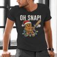 Oh Snap Gingerbreadman Christmas Baseball Humor Men's V-Neck T-Shirt Oh Snap Gingerbreadman Christmas Baseball Humor Men's V-Neck T-Shirt