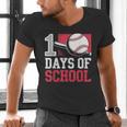 Retro 100 Days Of School Baseball Teacher Student 100 Days Men's V-Neck T-Shirt Retro 100 Days Of School Baseball Teacher Student 100 Days Men's V-Neck T-Shirt