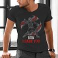 Run I Dare You Baseball Catcher Graphic Players Fans Men's V-Neck T-Shirt Run I Dare You Baseball Catcher Graphic Players Fans Men's V-Neck T-Shirt