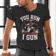 You Run I Gun Baseball Catcher Softball Player Men's V-Neck T-Shirt You Run I Gun Baseball Catcher Softball Player Men's V-Neck T-Shirt