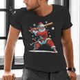 Santa Playing Baseball Christmas Candy Cane Fun Xmas Holiday Men's V-Neck T-Shirt Santa Playing Baseball Christmas Candy Cane Fun Xmas Holiday Men's V-Neck T-Shirt