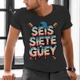 SEIS Siete Guey Baseball Drip Mexico Spanish 67 Slang Boys Men's V-Neck T-Shirt SEIS Siete Guey Baseball Drip Mexico Spanish 67 Slang Boys Men's V-Neck T-Shirt