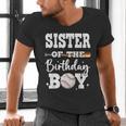 Sister Of The Birthday Boy Baseball Bday Family Men's V-Neck T-Shirt Sister Of The Birthday Boy Baseball Bday Family Men's V-Neck T-Shirt