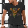Six Seven 6 7 Baseball Skull Drip Halloween Horror Sports Men's V-Neck T-Shirt Six Seven 6 7 Baseball Skull Drip Halloween Horror Sports Men's V-Neck T-Shirt