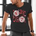 Six Seven Baseball Lover Sports Red Heart Bow Valentine Girl Men's V-Neck T-Shirt