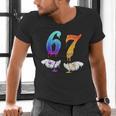 Six Seven Ice Cream Drip Cool Meme 67 Number Baseball Men's V-Neck T-Shirt