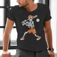 Skeleton Batting Baseball Halloween Men's V-Neck T-Shirt Skeleton Batting Baseball Halloween Men's V-Neck T-Shirt