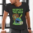 Spooky Zombie Respect The Drip Baseball Halloween Men's V-Neck T-Shirt