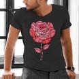 Sporty Rose Graphic With Baseball And Rugby Ball Petals Men's V-Neck T-Shirt Sporty Rose Graphic With Baseball And Rugby Ball Petals Men's V-Neck T-Shirt