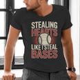 Stealing Hearts Like I Steal Bases Baseball Valentine Retro Men's V-Neck T-Shirt Stealing Hearts Like I Steal Bases Baseball Valentine Retro Men's V-Neck T-Shirt
