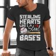 Stealing Hearts Like I Steal Bases Baseball Valentines Men's V-Neck T-Shirt Stealing Hearts Like I Steal Bases Baseball Valentines Men's V-Neck T-Shirt