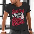 Stealing Hearts Like I Steal Bases Cute Baseball Boys Men's V-Neck T-Shirt Stealing Hearts Like I Steal Bases Cute Baseball Boys Men's V-Neck T-Shirt