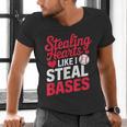 Stealing Hearts Like I Steal Bases Cute Baseball Valentine Men's V-Neck T-Shirt Stealing Hearts Like I Steal Bases Cute Baseball Valentine Men's V-Neck T-Shirt