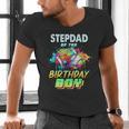 Stepdad Of The Birthday Boy Baseball Football Colorful Men's V-Neck T-Shirt Stepdad Of The Birthday Boy Baseball Football Colorful Men's V-Neck T-Shirt