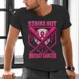 Strike Out Breast Cancer Baseball Ice Cream Drip Men's V-Neck T-Shirt Strike Out Breast Cancer Baseball Ice Cream Drip Men's V-Neck T-Shirt