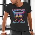 I Survived 100 Days Of School Baseball Boys Students Men's V-Neck T-Shirt I Survived 100 Days Of School Baseball Boys Students Men's V-Neck T-Shirt