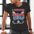 I Survived 100 Days Of School Baseball Cream Drip Boys Men's V-Neck T-Shirt