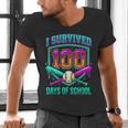 I Survived 100 Days Of School Baseball Drip Men's V-Neck T-Shirt I Survived 100 Days Of School Baseball Drip Men's V-Neck T-Shirt