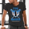 T1D Warrior Baseball Drip Diabetes Awareness Blue Ribbon Men's V-Neck T-Shirt T1D Warrior Baseball Drip Diabetes Awareness Blue Ribbon Men's V-Neck T-Shirt