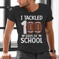 I Tackled 100 Days Of School Baseball Player Kids Teacher Men's V-Neck T-Shirt