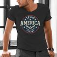 Team America 1776 4th Of July Patriotic Baseball Men's V-Neck T-Shirt Team America 1776 4th Of July Patriotic Baseball Men's V-Neck T-Shirt