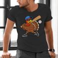 Turkey Baseball Thanksgiving Sports Humor Men Boy Kids Men's V-Neck T-Shirt