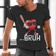 Valentines Bruh Red Heart Playing Baseball Men Boys Kids Men's V-Neck T-Shirt Valentines Bruh Red Heart Playing Baseball Men Boys Kids Men's V-Neck T-Shirt