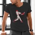Valentines Day Baseball Batter Silhouette Heart For Men Boys Men's V-Neck T-Shirt