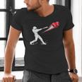 Valentines Day Baseball Batter Silhouette Heart Men's V-Neck T-Shirt Valentines Day Baseball Batter Silhouette Heart Men's V-Neck T-Shirt