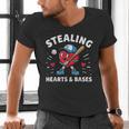 Valentines Day Baseball Stealing Hearts Bases Boys Kids Men Men's V-Neck T-Shirt Valentines Day Baseball Stealing Hearts Bases Boys Kids Men Men's V-Neck T-Shirt