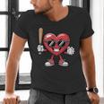 Valentines Day Heart Playing Baseball Boys Men Kids Girls Men's V-Neck T-Shirt