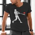 Valentines US Baseball Player Silhouette Heart Men's V-Neck T-Shirt Valentines US Baseball Player Silhouette Heart Men's V-Neck T-Shirt