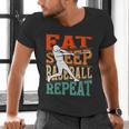 Women's Eat Sleep Baseball Repeat Vintage Player Sport Lover Retro Men's V-Neck T-Shirt