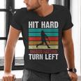 Women's Retro Hit Hard Run Fast Turn Left Baseball Lover Men's V-Neck T-Shirt Women's Retro Hit Hard Run Fast Turn Left Baseball Lover Men's V-Neck T-Shirt