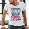 100 Days Of School Baseball Drip Bat 100th Day Of School Boy Men's V-Neck T-Shirt 100 Days Of School Baseball Drip Bat 100th Day Of School Boy Men's V-Neck T-Shirt