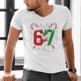 67 Baseball Christmas Candy Cane Snowflake Holiday Sports Men's V-Neck T-Shirt