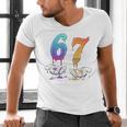 67 Meme Baseball Kids Girls Humor Number 6 7 Men's V-Neck T-Shirt