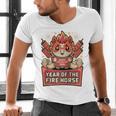 Chinese New Year 2026 Fire Horse Celebration Raglan Baseball Tee Men's V-Neck T-Shirt