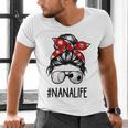 Classy Nana Life Soccer Messy Bun Baseball Mother's Day Men's V-Neck T-Shirt