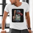 Cool Dollar Bill Guy With Cap And Baseball Costume Premium Tri-Blend Men's V-Neck T-Shirt Cool Dollar Bill Guy With Cap And Baseball Costume Premium Tri-Blend Men's V-Neck T-Shirt