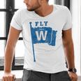 Fly The W Chicago Baseball Winning Flag Distressed Premium Tri-Blend Men's V-Neck T-Shirt