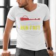 Hit Hard Run Fast Turn Left Baseball Quote Fan Coach Premium Tri-Blend Men's V-Neck T-Shirt Hit Hard Run Fast Turn Left Baseball Quote Fan Coach Premium Tri-Blend Men's V-Neck T-Shirt