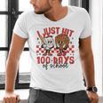 I Just Hit 100 Days Of School Baseball 100th Day Teacher Kid Men's V-Neck T-Shirt I Just Hit 100 Days Of School Baseball 100th Day Teacher Kid Men's V-Neck T-Shirt