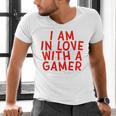 I Am In Love With A Gamer Cute Valentines Day Gamer Couple Raglan Baseball Tee Men's V-Neck T-Shirt