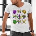 Mardi Gras Baseball Coquette Bow Fat Tuesday Parade Girls Men's V-Neck T-Shirt Mardi Gras Baseball Coquette Bow Fat Tuesday Parade Girls Men's V-Neck T-Shirt