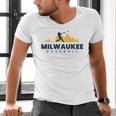 Milwaukee Baseball Minimalist City Skyline Baseball Lover Men's V-Neck T-Shirt