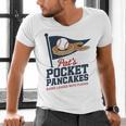 Pat's Pocket Pancakes Flag Baseball On Pancake Men's V-Neck T-Shirt Pat's Pocket Pancakes Flag Baseball On Pancake Men's V-Neck T-Shirt