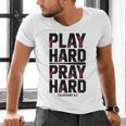 Play Hard Pray Hard Youth Boy Christian Baseball Jesus Men's V-Neck T-Shirt